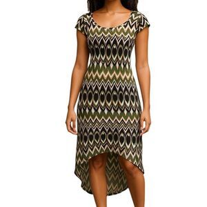 Bear Dance HIGH/LOW MAXI DRESS Size Large fits like Medium NWT Green/Black